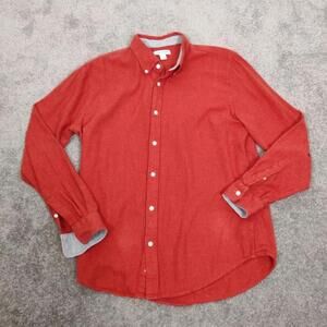 Joe Fresh Men's Button Down Shirt Burned Orange Size Medium Flannel Fall Cotton